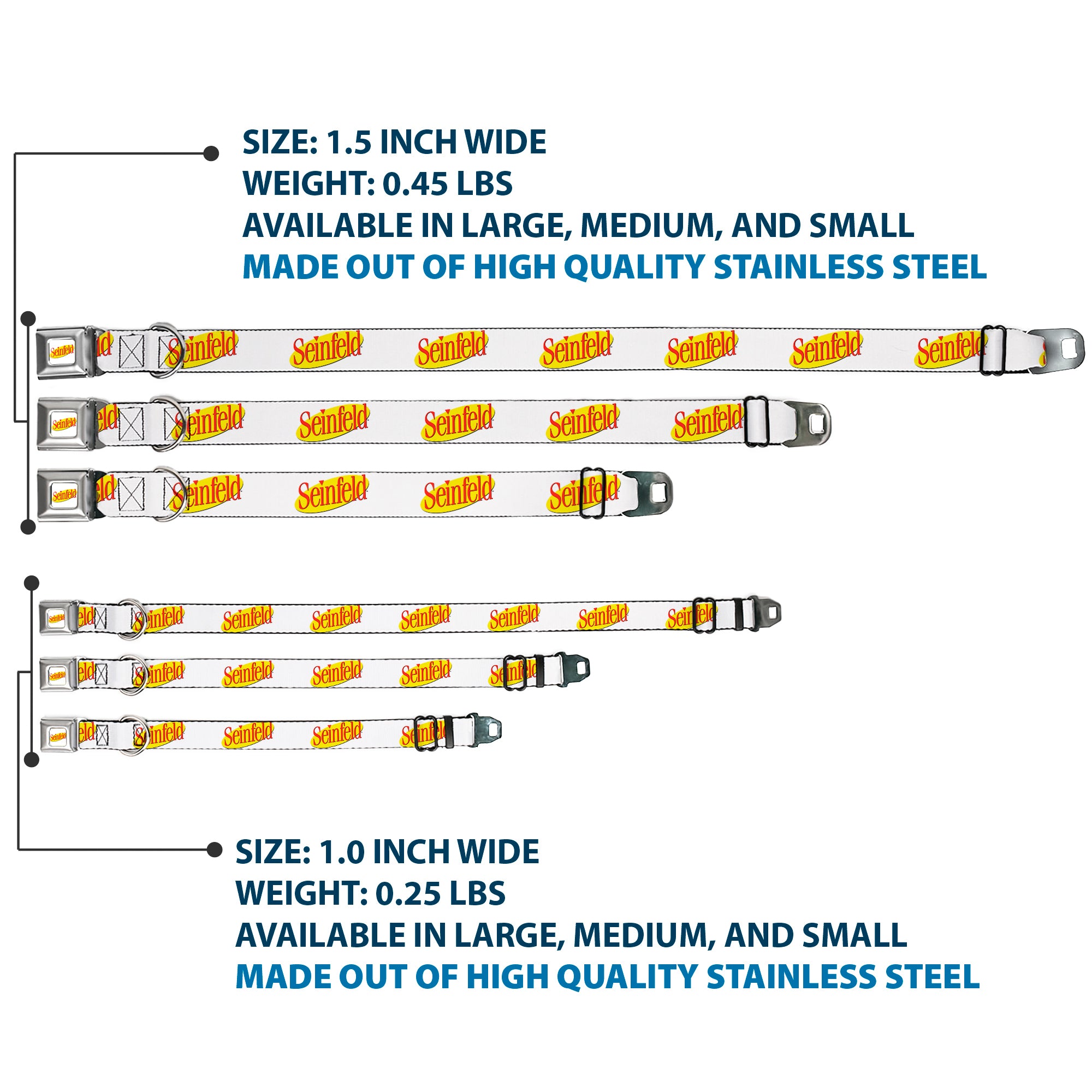 SEINFELD Spotlight Logo Full Color White/Yellow/Red Seatbelt Buckle Collar - SEINFELD Spotlight Logo White/Yellow/Red Seatbelt Buckle Collars Seinfeld