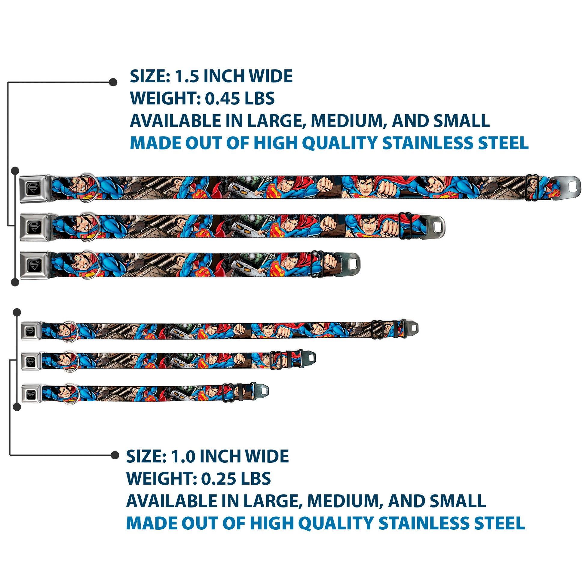 Superman Black/Silver Seatbelt Buckle Collar - Superman Metropolis Face-Off Seatbelt Buckle Collars DC Comics