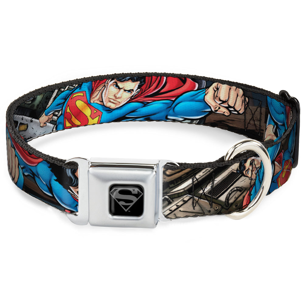Superman Black/Silver Seatbelt Buckle Collar - Superman Metropolis Face-Off Seatbelt Buckle Collars DC Comics
