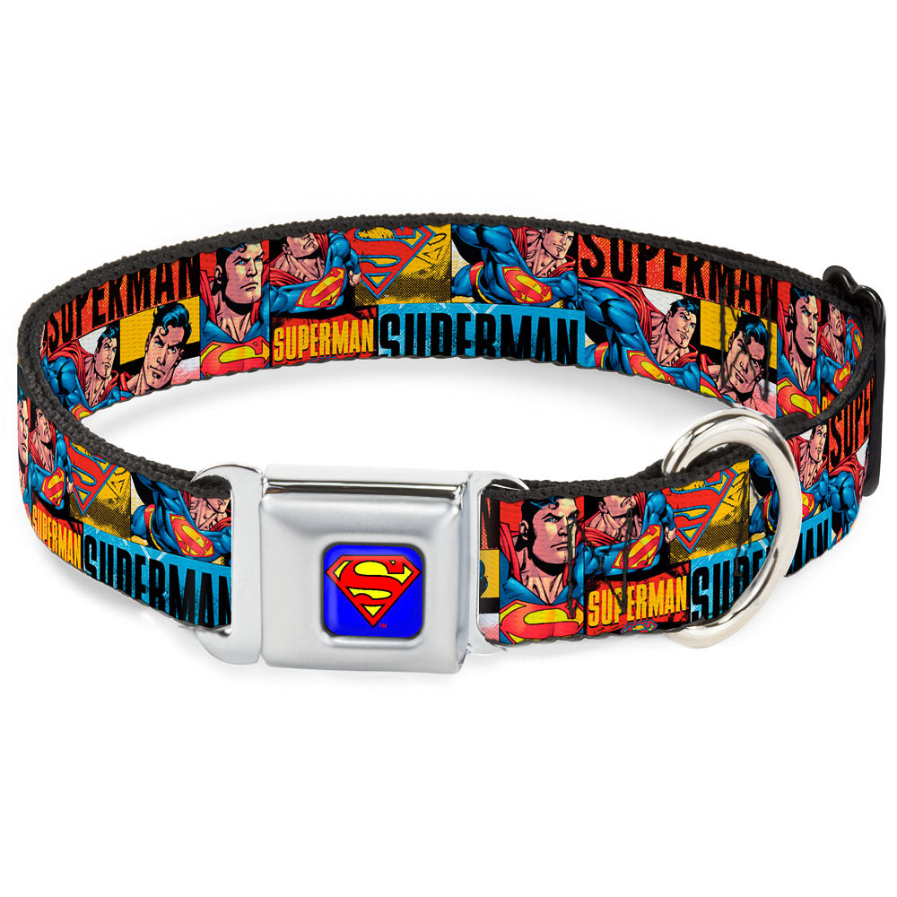 Superman Full Color Blue Seatbelt Buckle Collar - SUPERMAN Action Blocks Red/Blue Seatbelt Buckle Collars DC Comics