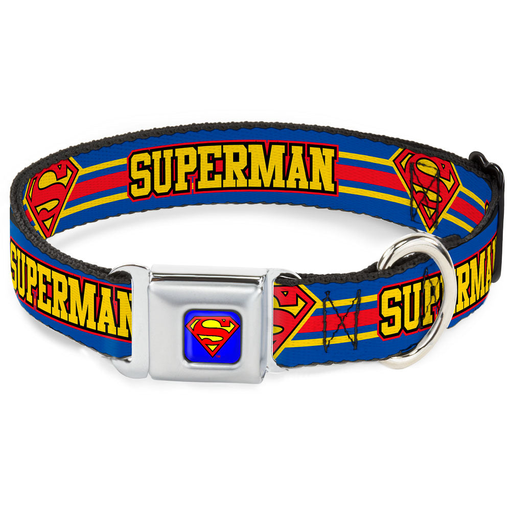 Superman Full Color Blue Seatbelt Buckle Collar - SUPERMAN/Shield Stripe Blue/Yellow/Red Seatbelt Buckle Collars DC Comics