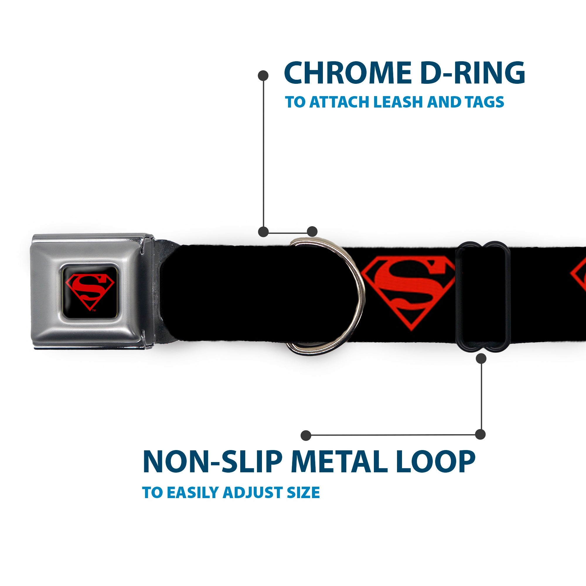 Superboy Shield Black/Red Seatbelt Buckle Collar - Superboy Shield Black/Red Seatbelt Buckle Collars DC Comics