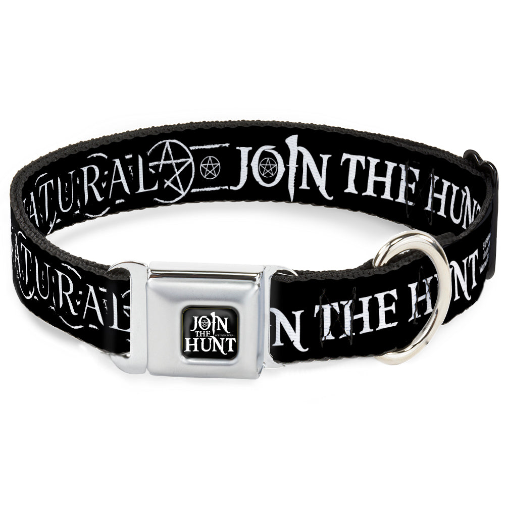 SUPERNATURAL JOIN THE HUNT Icons Logo Full Color Black/White Seatbelt Buckle Collar - SUPERNATURAL JOIN THE HUNT Icons Logo/Pentagrams Black/White Seatbelt Buckle Collars Supernatural