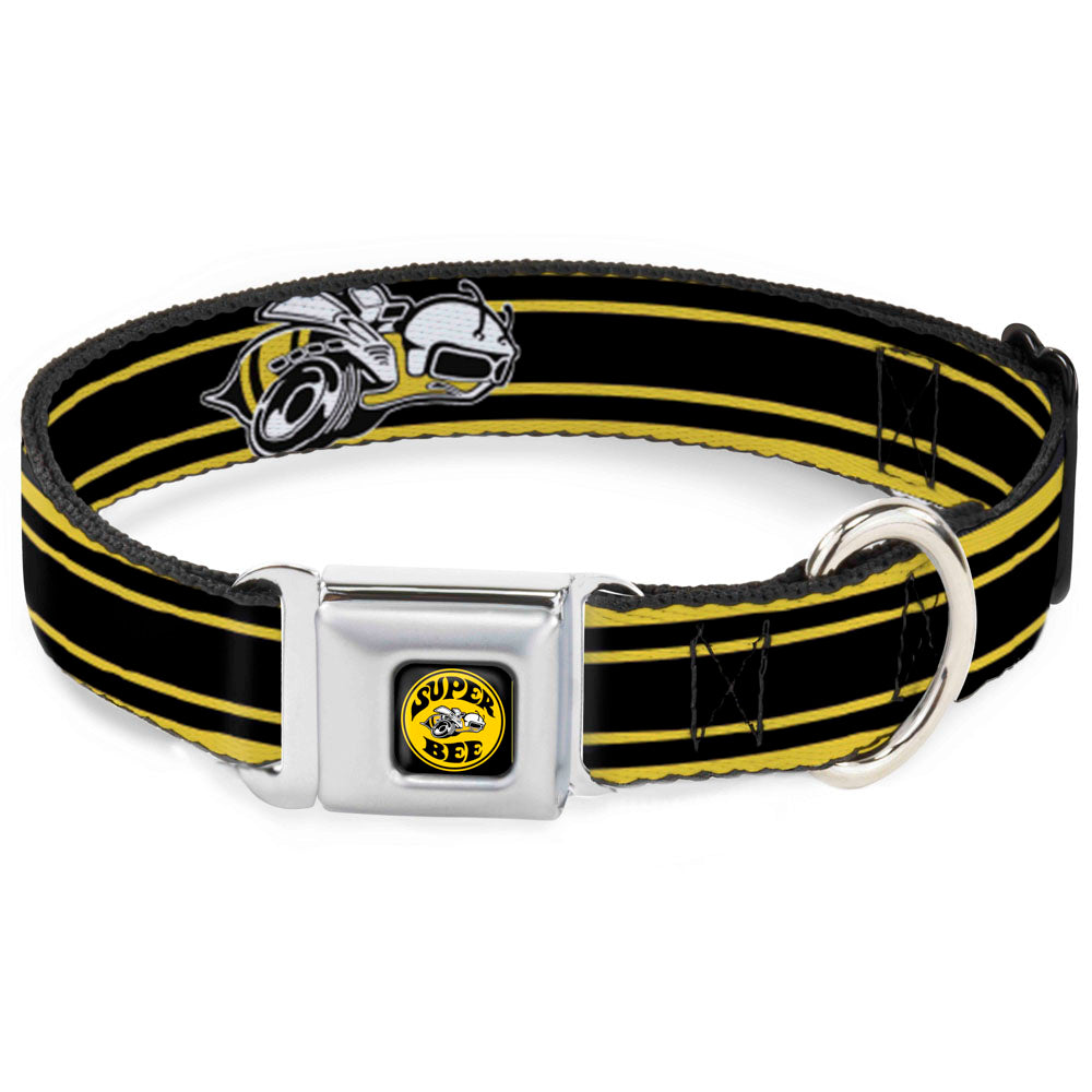 SUPER BEE Logo Full Color Black/Yellow/White Seatbelt Buckle Collar - SUPER BEE Logo/Stripes Black/Yellow/White Seatbelt Buckle Collars Dodge