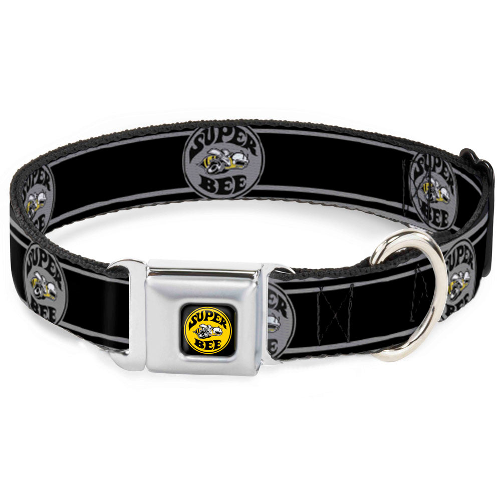 SUPER BEE Logo Full Color Black/Yellow/White Seatbelt Buckle Collar - SUPER BEE Logo/Stripes Black/Gray/Yellow/White Seatbelt Buckle Collars Dodge