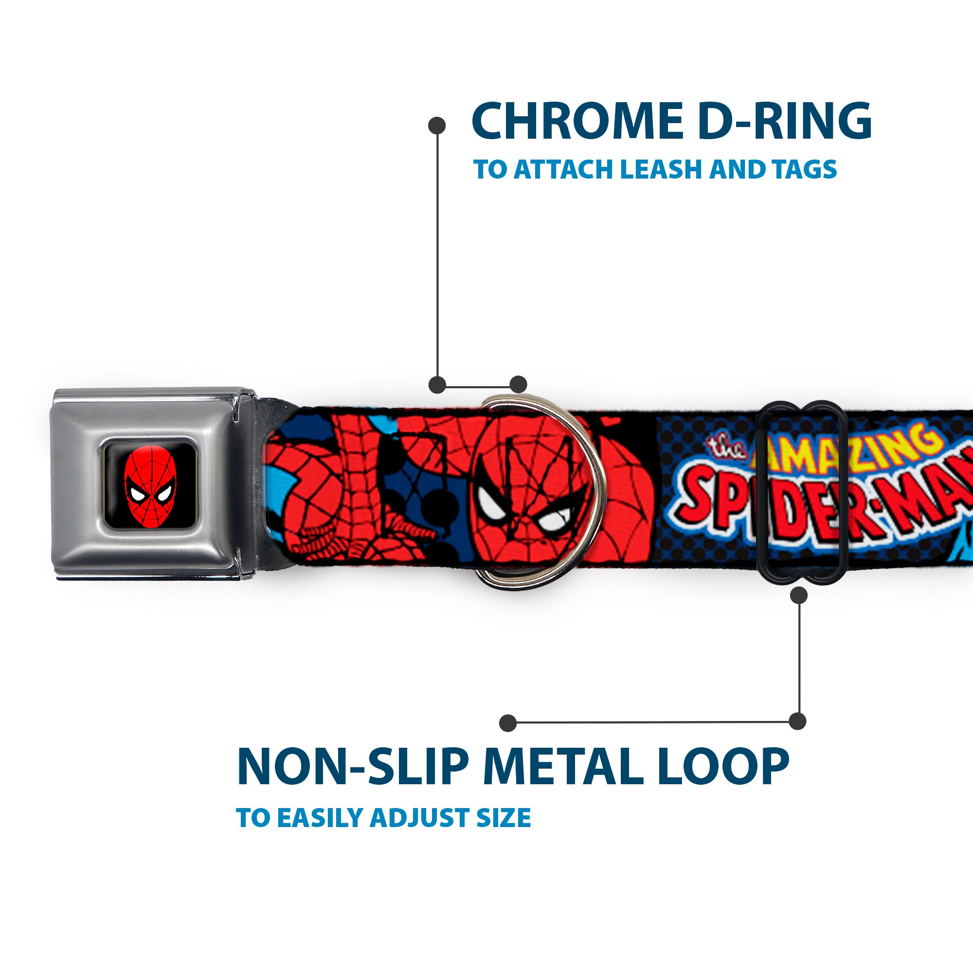 MARVEL UNIVERSE Spider-Man Full Color Seatbelt Buckle Collar - Amazing Spider-Man Seatbelt Buckle Collars Marvel Comics
