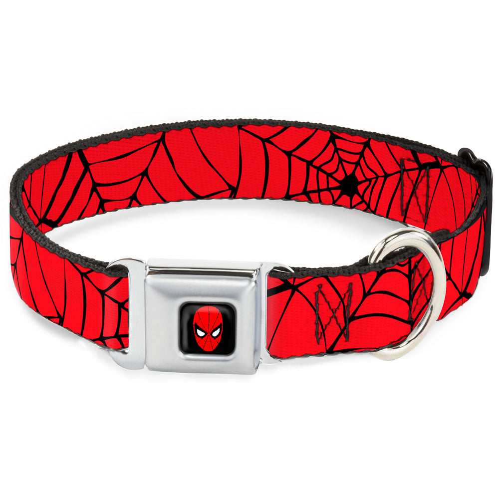 MARVEL UNIVERSE Spider-Man Full Color Seatbelt Buckle Collar - Spiderweb Red/Black Seatbelt Buckle Collars Marvel Comics