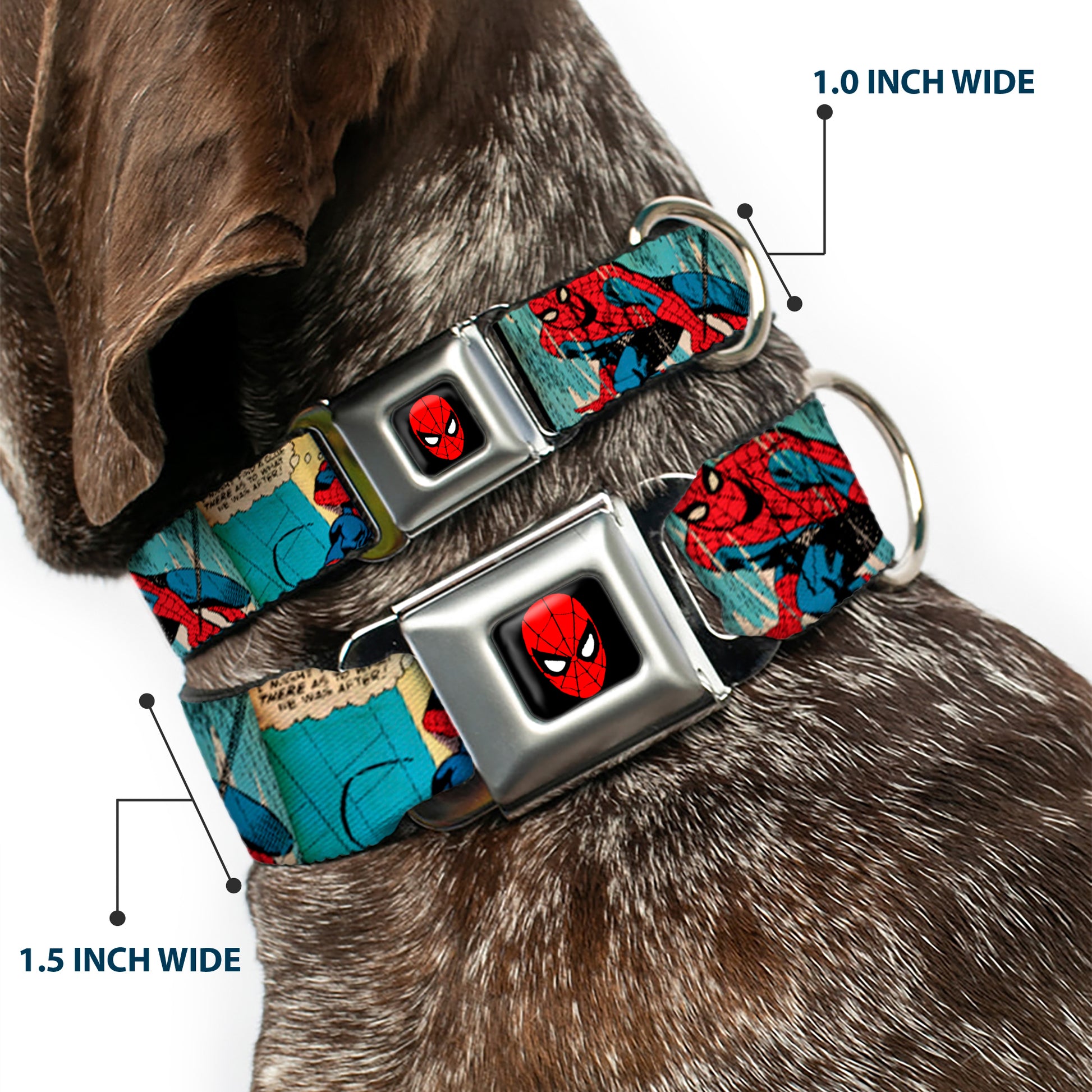 MARVEL UNIVERSE Spider-Man Full Color Seatbelt Buckle Collar - Spider-Man Comic Strip Seatbelt Buckle Collars Marvel Comics