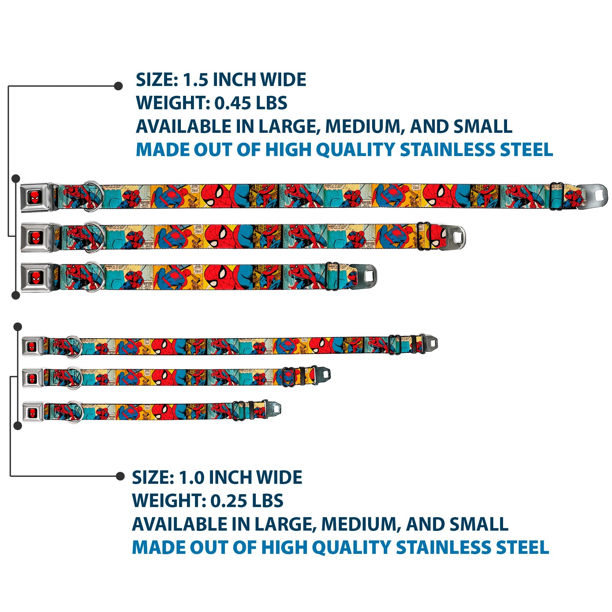 MARVEL UNIVERSE Spider-Man Full Color Seatbelt Buckle Collar - Spider-Man Comic Strip Seatbelt Buckle Collars Marvel Comics