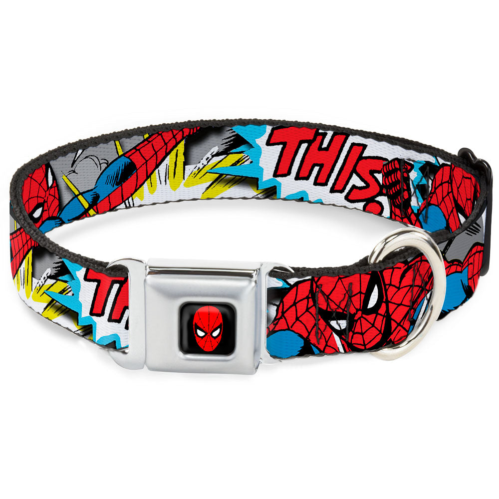 MARVEL UNIVERSE Spider-Man Full Color Seatbelt Buckle Collar - Spider-Man w/Action Verbiage Seatbelt Buckle Collars Marvel Comics