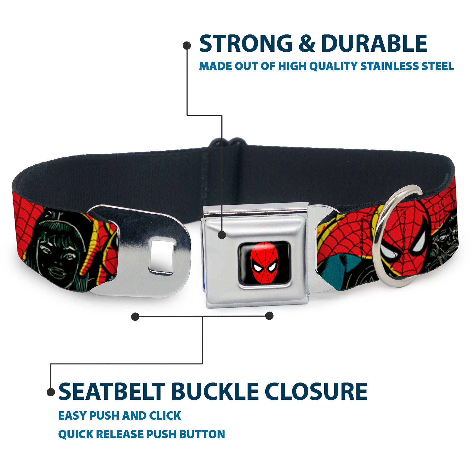 MARVEL UNIVERSE Spider-Man Full Color Seatbelt Buckle Collar - THE AMAZING SPIDER-MAN 100th ANNIVERSARY Cover Seatbelt Buckle Collars Marvel Comics