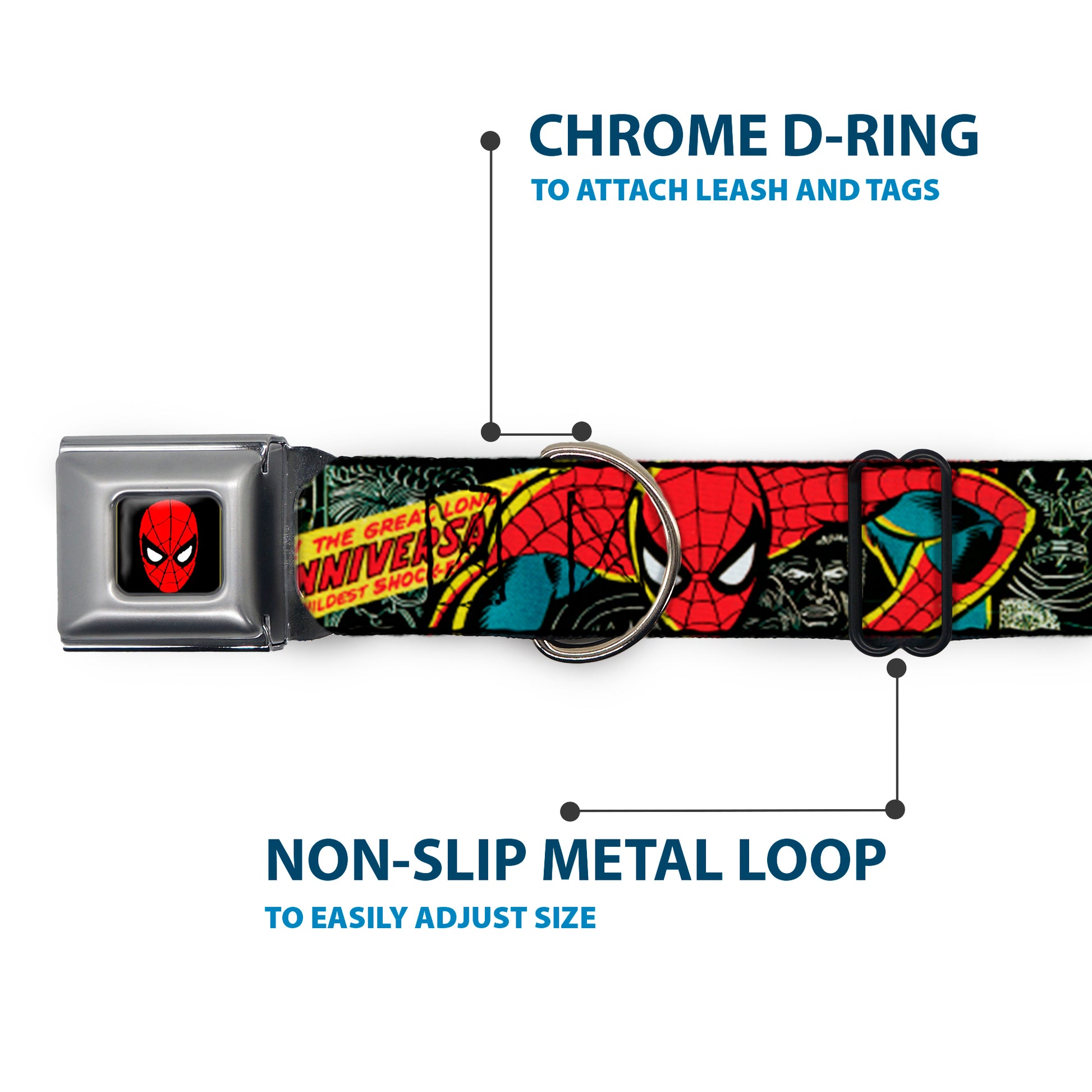 MARVEL UNIVERSE Spider-Man Full Color Seatbelt Buckle Collar - THE AMAZING SPIDER-MAN 100th ANNIVERSARY Cover Seatbelt Buckle Collars Marvel Comics