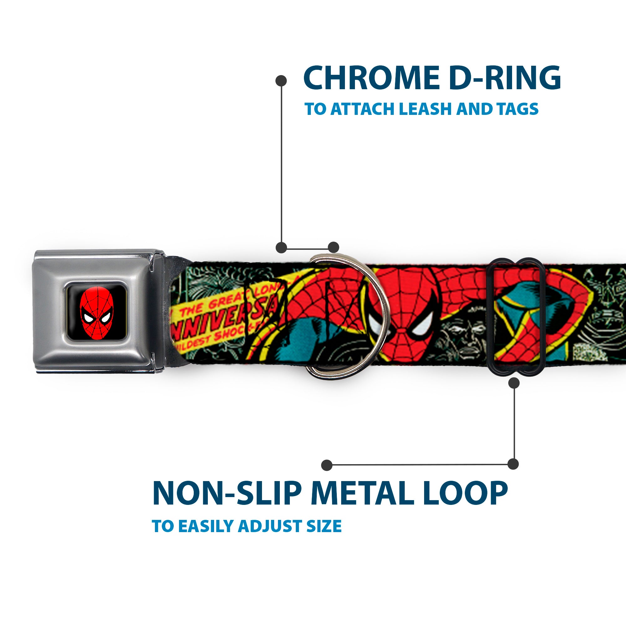 MARVEL UNIVERSE Spider-Man Full Color Seatbelt Buckle Collar - THE AMAZING SPIDER-MAN 100th ANNIVERSARY Cover Seatbelt Buckle Collars Marvel Comics