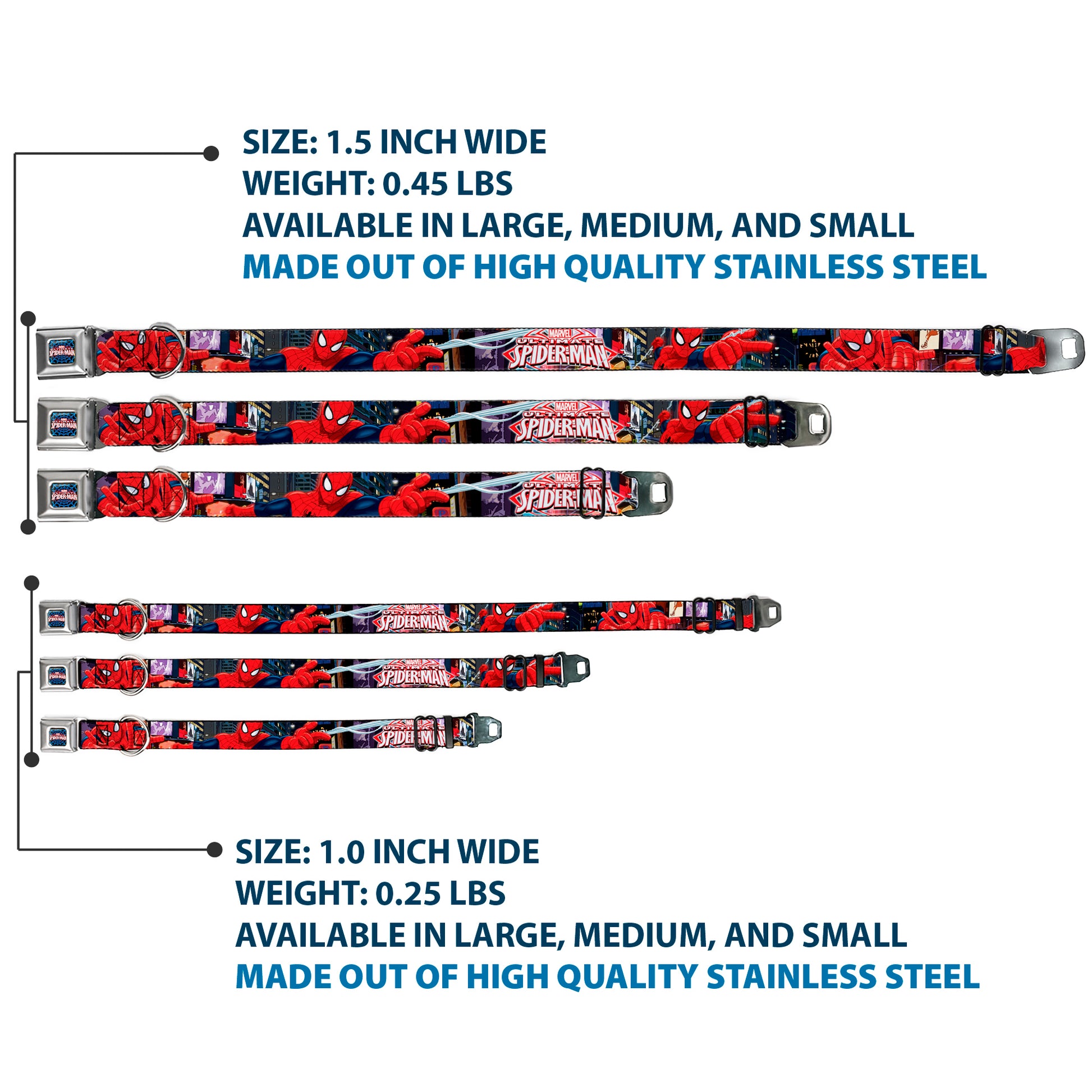 ULTIMATE SPIDER-MAN Ultimate Spider-Man Web Full Color Seatbelt Buckle Collar - THE ULTIMATE SPIDER-MAN Swinging City Poses Seatbelt Buckle Collars Marvel Comics