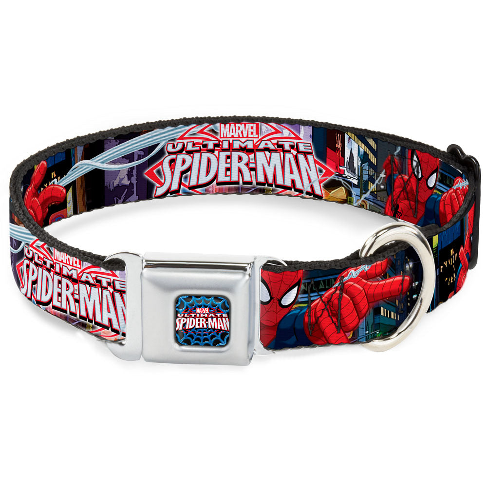 ULTIMATE SPIDER-MAN Ultimate Spider-Man Web Full Color Seatbelt Buckle Collar - THE ULTIMATE SPIDER-MAN Swinging City Poses Seatbelt Buckle Collars Marvel Comics