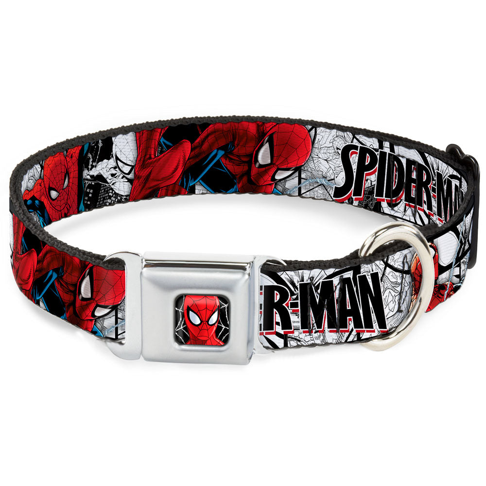 ULTIMATE SPIDER-MAN Ultimate Spider-Man Face Web Full Color Seatbelt Buckle Collar - SPIDER-MAN Action Poses/Comic Scenes White/Black/Red Seatbelt Buckle Collars Marvel Comics