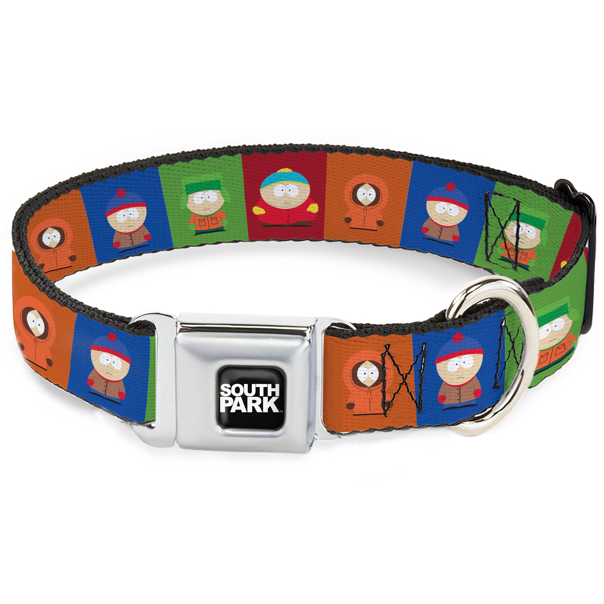 SOUTH PARK Title Logo Full Color Black/White Seatbelt Buckle Collar - South Park Boys Pose Blocks Multi Color Seatbelt Buckle Collars South Park