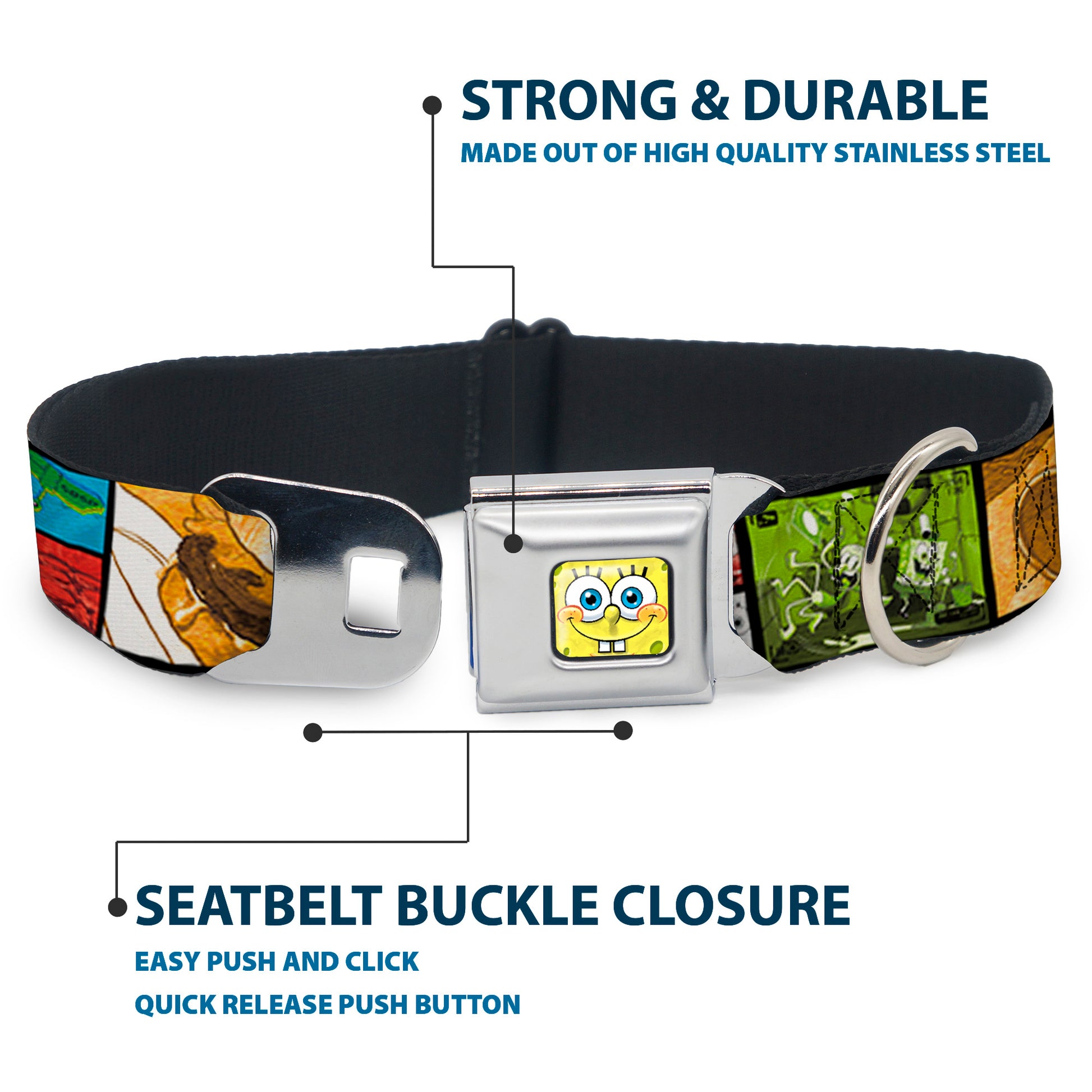 SpongeBob Face CLOSE-UP Seatbelt Buckle Collar - Krusty Krab's Cam Scene Blocks Seatbelt Buckle Collars SpongeBob SquarePants