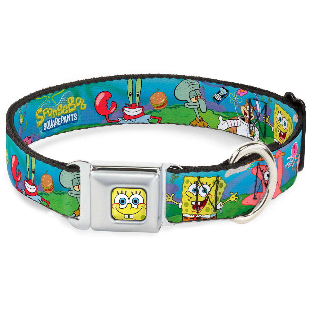 Sponge Bob Face CLOSE-UP Full Color Seatbelt Buckle Collar - SpongeBob and Friends/Logo Seatbelt Buckle Collars SpongeBob SquarePants