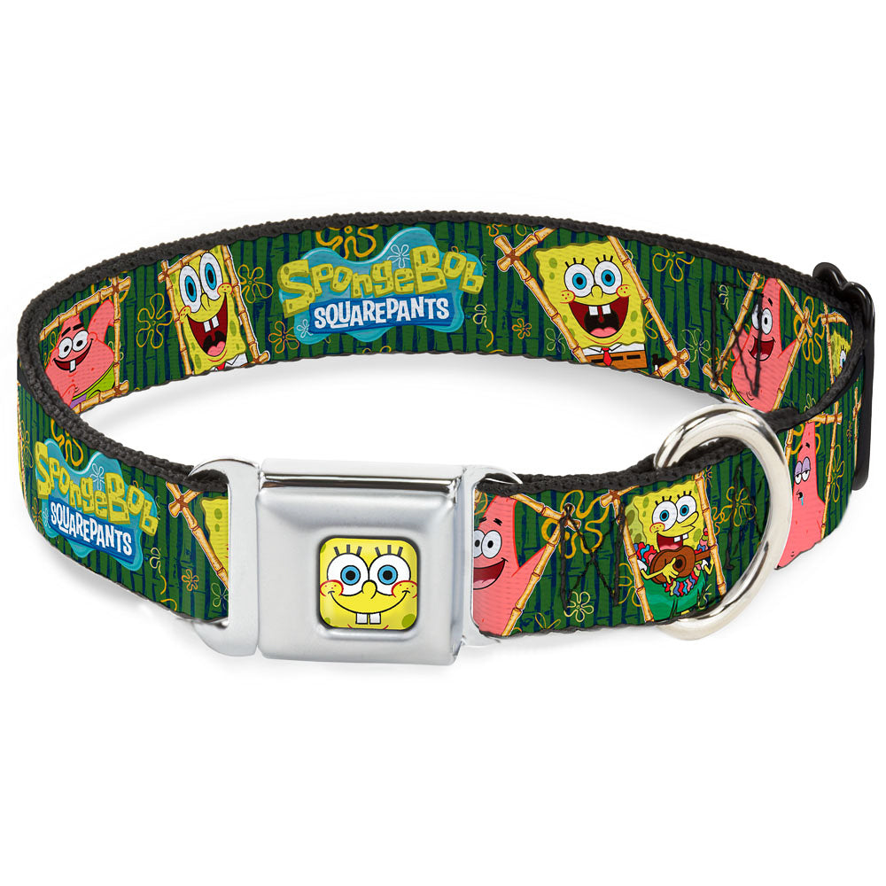Sponge Bob Face CLOSE-UP Full Color Seatbelt Buckle Collar - SpongeBob & Patrick Starfish Bamboo Frames/Logo Seatbelt Buckle Collars SpongeBob SquarePants