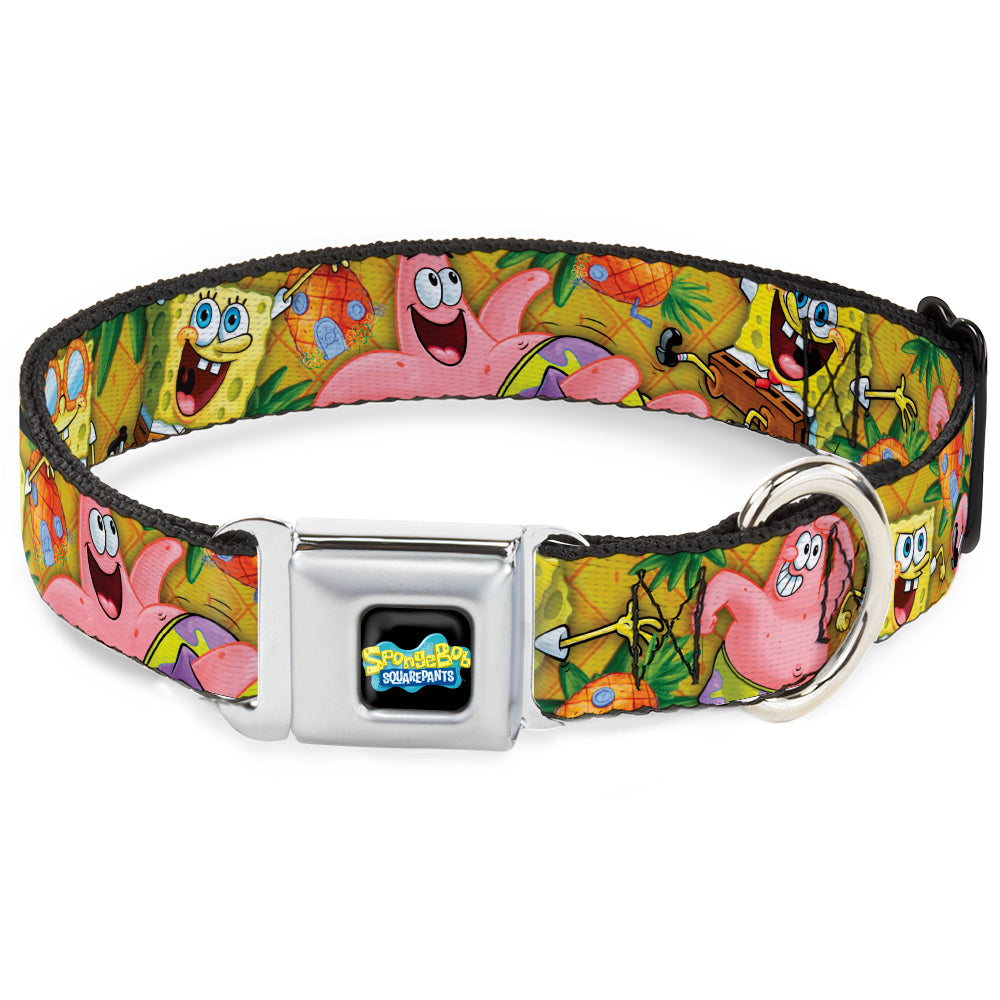 SpongeBob SquarePants Logo Full Color Black Seatbelt Buckle Collar - SpongeBob & Patrick Starfish Poses Pineapple Gold Seatbelt Buckle Collars SpongeBob SquarePants