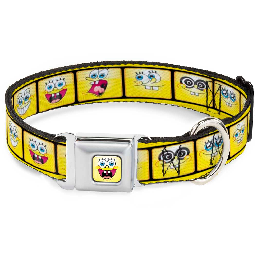 SpongeBob Open Mouth Smile Full Color Seatbelt Buckle Collar - SpongeBob 10-Expressions Filmstrip Yellows/Black/White Seatbelt Buckle Collars SpongeBob SquarePants