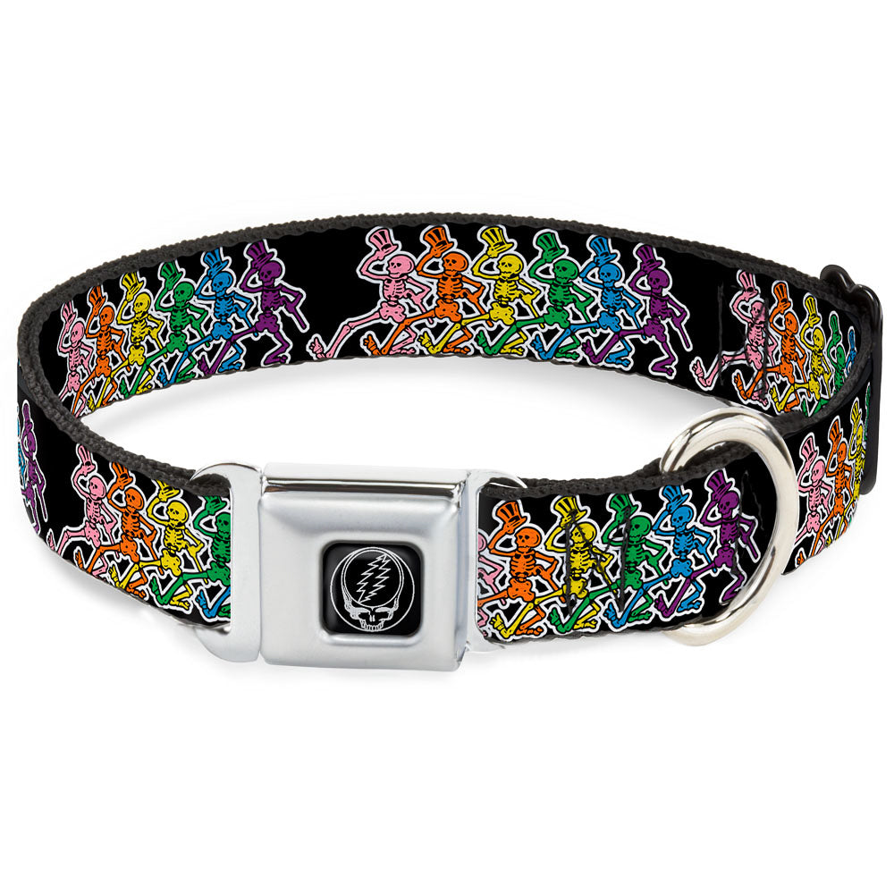 Steal Your Face Seatbelt Buckle Collar - Dancing Skeletons Black/Multi Color Seatbelt Buckle Collars Grateful Dead