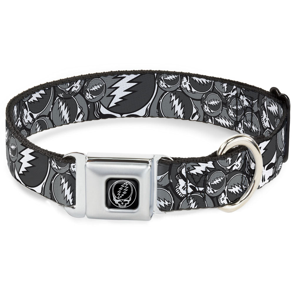 Steal Your Face Seatbelt Buckle Collar - Steal Your Face Stacked Gray Seatbelt Buckle Collars Grateful Dead