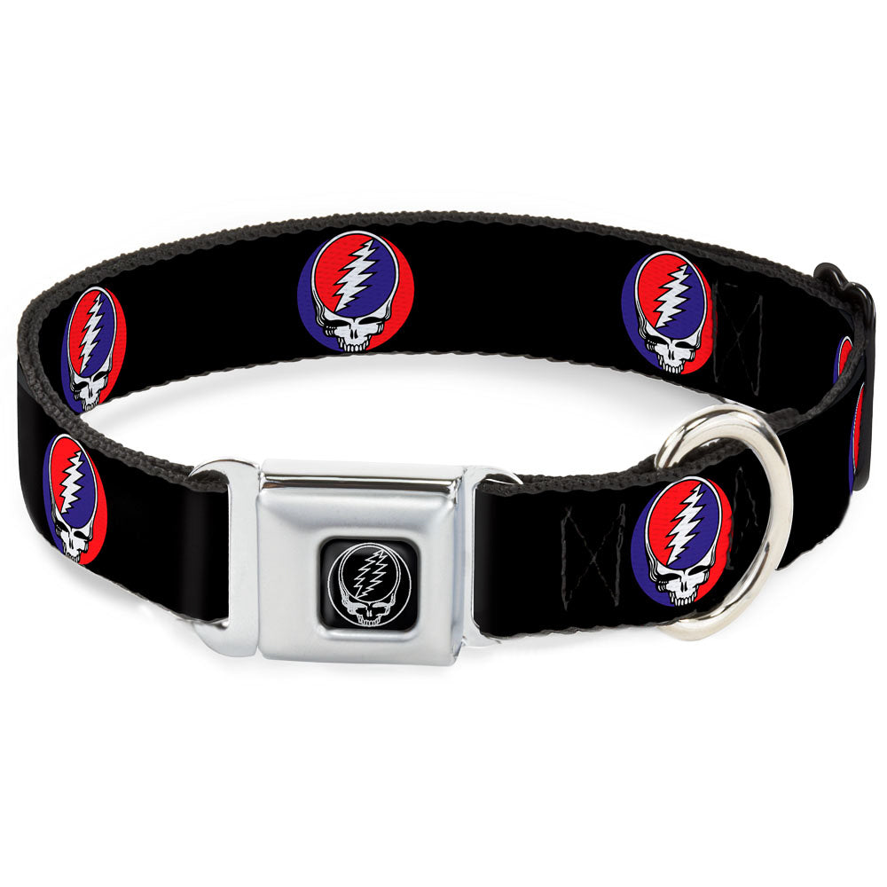 Steal Your Face Seatbelt Buckle Collar - Steal Your Face Repeat Black/Color Seatbelt Buckle Collars Grateful Dead