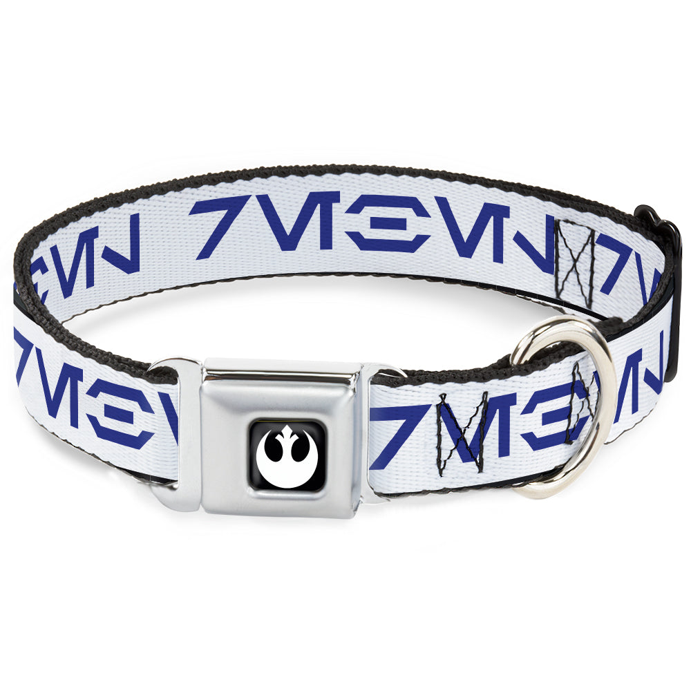 Star Wars Rebel Alliance Insignia Full Color Black/White Seatbelt Buckle Collar - Star Wars Aurebesh REBEL White/Blue Seatbelt Buckle Collars Star Wars