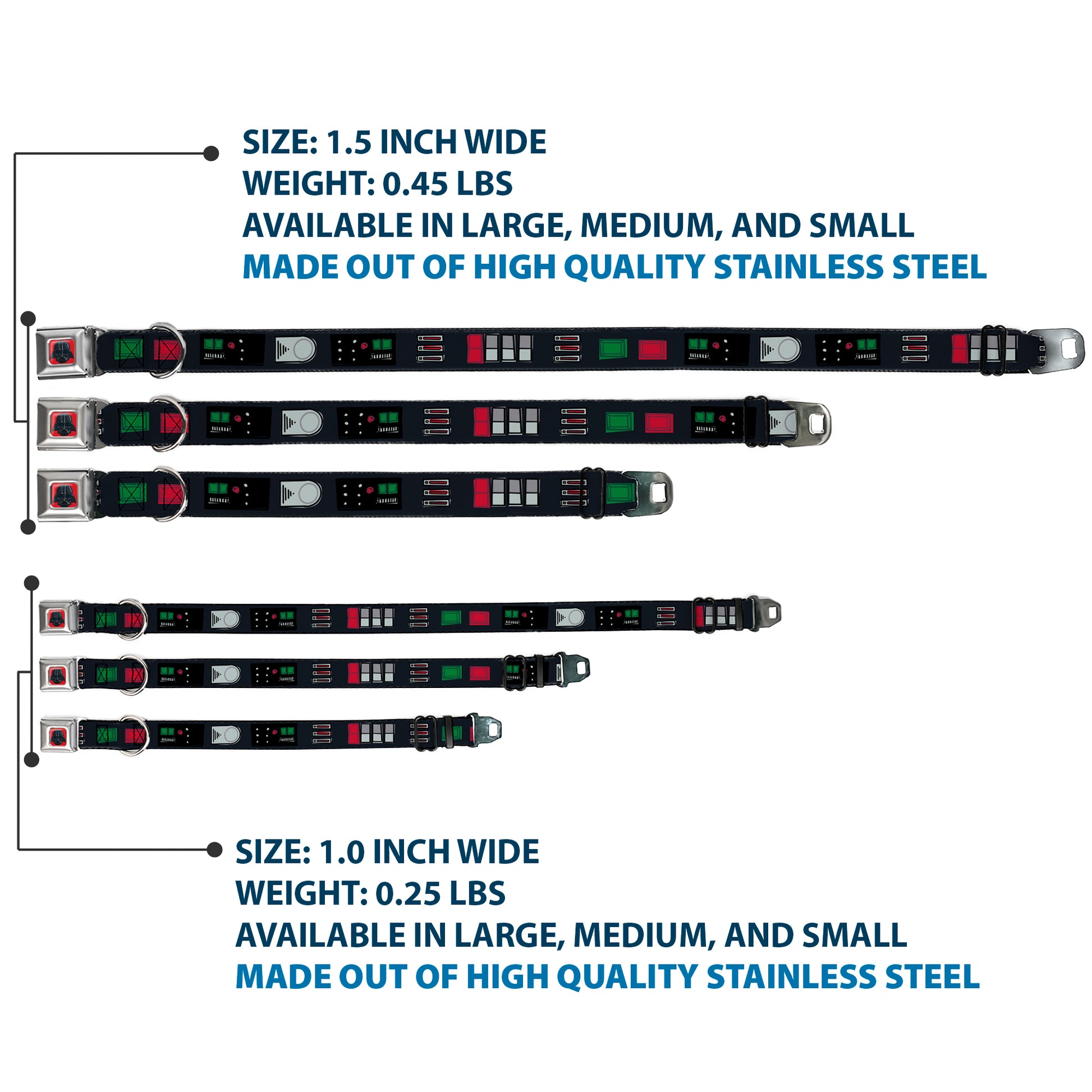 Star Wars Darth Vader Face Full Color Red Seatbelt Buckle Collar - Star Wars Darth Vader Utility Belt Bounding3 Black/Grays/Reds/Greens Seatbelt Buckle Collars Star Wars