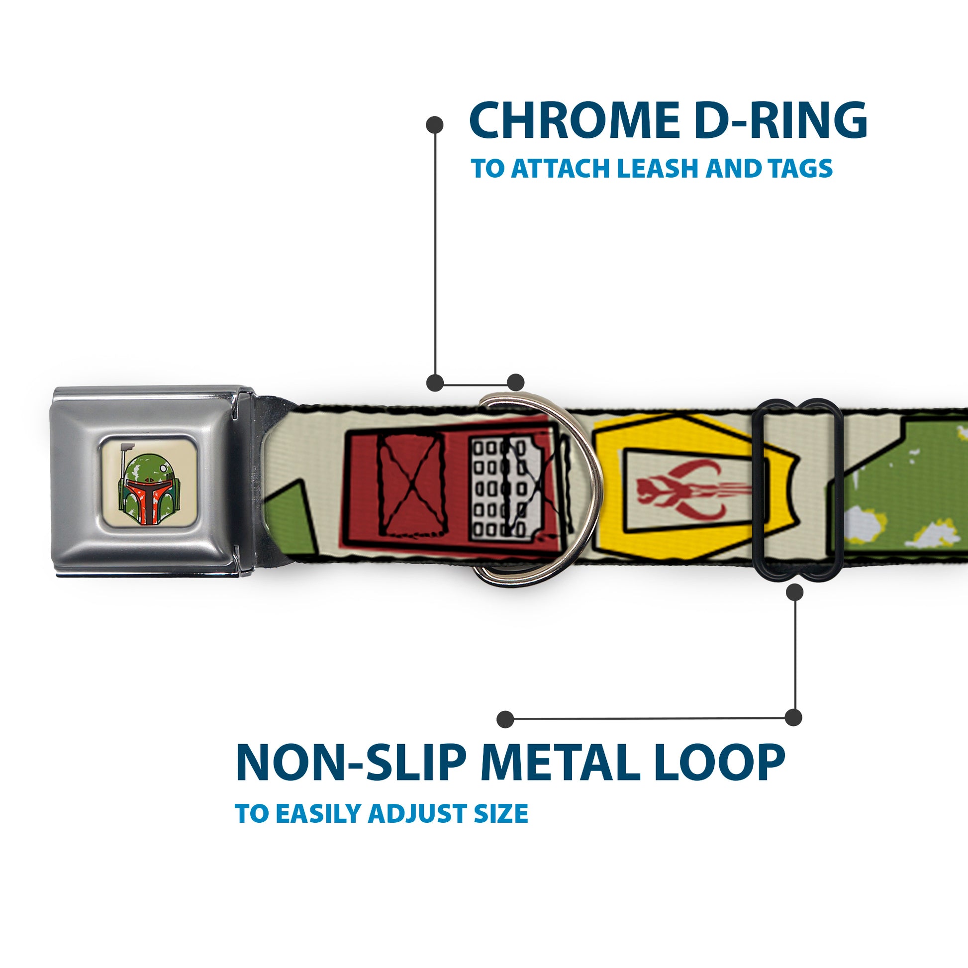 Star Wars Boba Fett Helmet Full Color Tan Seatbelt Buckle Collar - Star Wars Boba Fett Utility Belt Bounding Tan Seatbelt Buckle Collars Star Wars