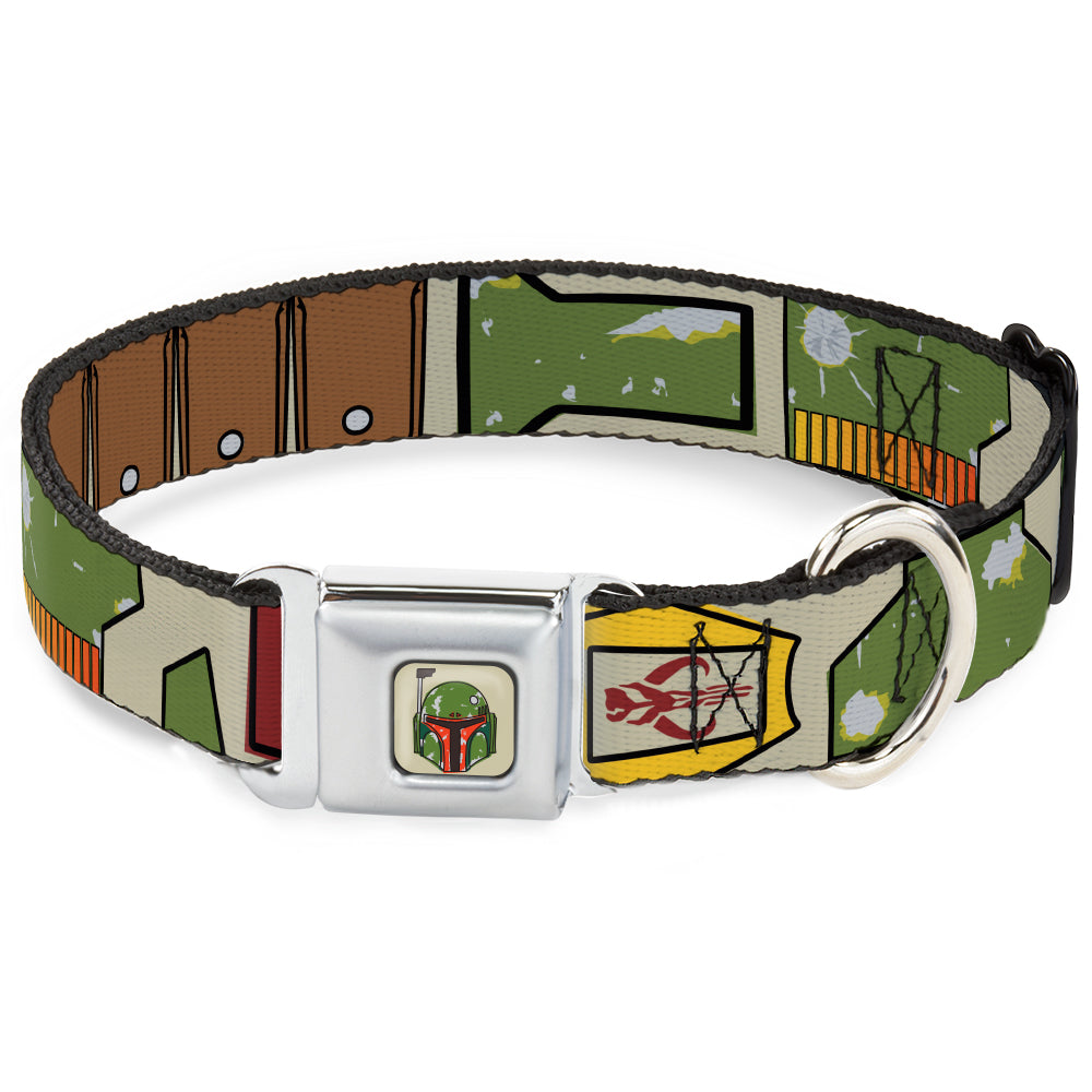 Star Wars Boba Fett Helmet Full Color Tan Seatbelt Buckle Collar - Star Wars Boba Fett Utility Belt Bounding Tan Seatbelt Buckle Collars Star Wars
