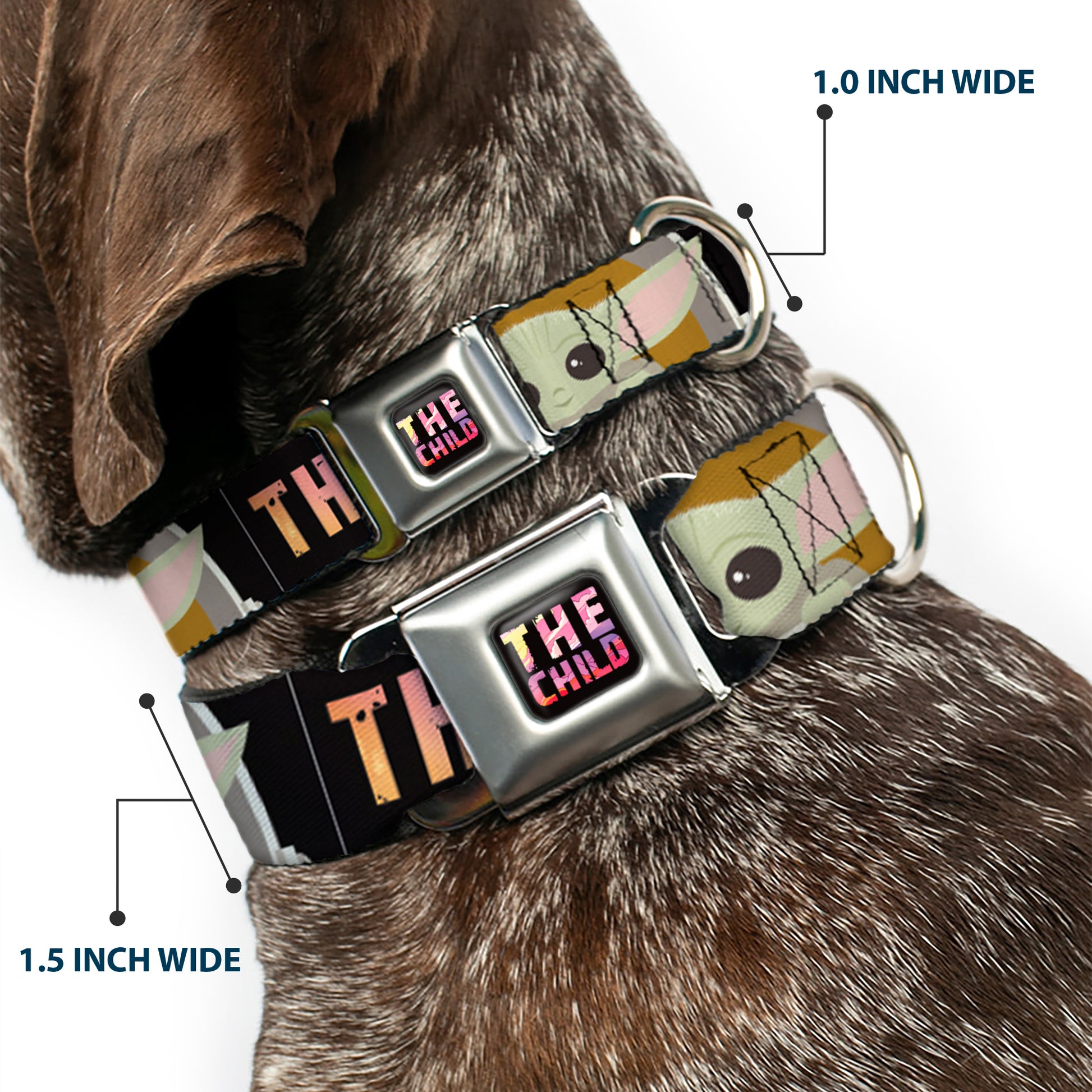 Star Wars THE CHILD Text Full Color Full Color Black/Multi Color Seatbelt Buckle Collar - Star Wars The Child Chibi Pod Pose THIS IS THE WAY Black/Multi Color Seatbelt Buckle Collars Star Wars