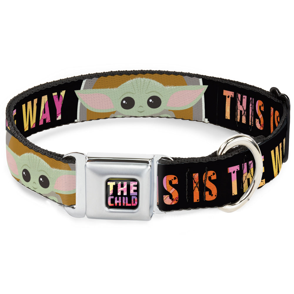 Star Wars THE CHILD Text Full Color Full Color Black/Multi Color Seatbelt Buckle Collar - Star Wars The Child Chibi Pod Pose THIS IS THE WAY Black/Multi Color Seatbelt Buckle Collars Star Wars