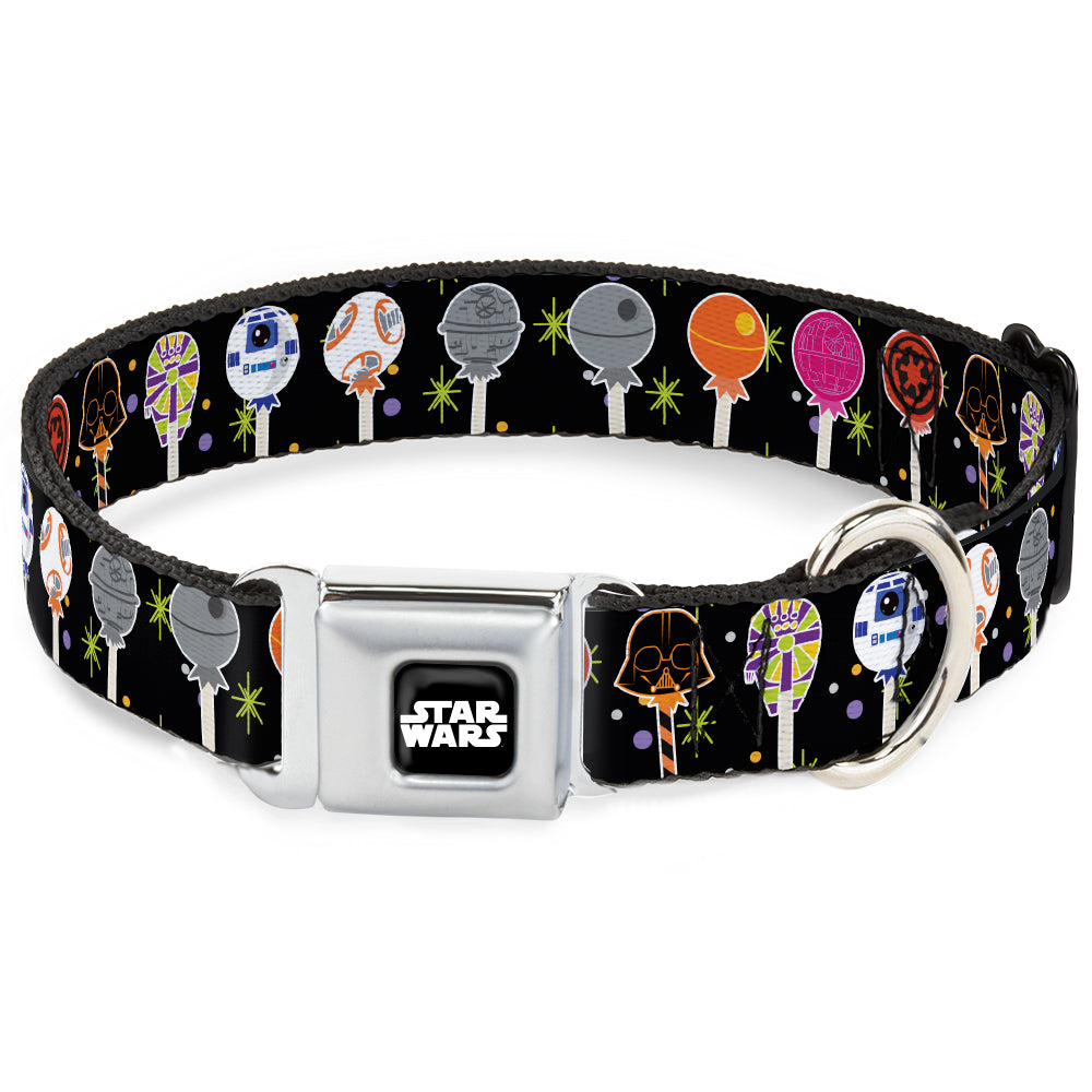 STAR WARS Logo Black/White Seatbelt Buckle Collar - Star Wars Festive Lollipop Icons Black/Multi Color Seatbelt Buckle Collars Star Wars