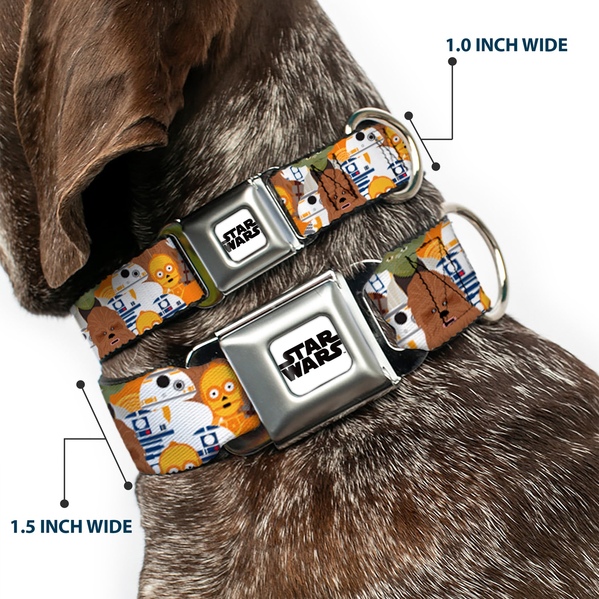 STAR WARS Logo Full Color White/Black Seatbelt Buckle Collar - Star Wars 5-Character Poses Stacked Seatbelt Buckle Collars Star Wars