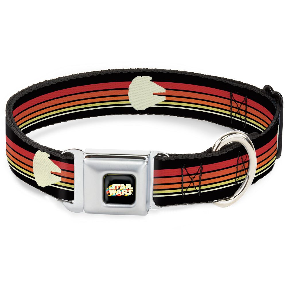 STAR WARS Stripe Logo Full Color Black/Multi Color Seatbelt Buckle Collar - Star Wars Millennium Falcon Stripe Black/Multi Color Seatbelt Buckle Collars Star Wars