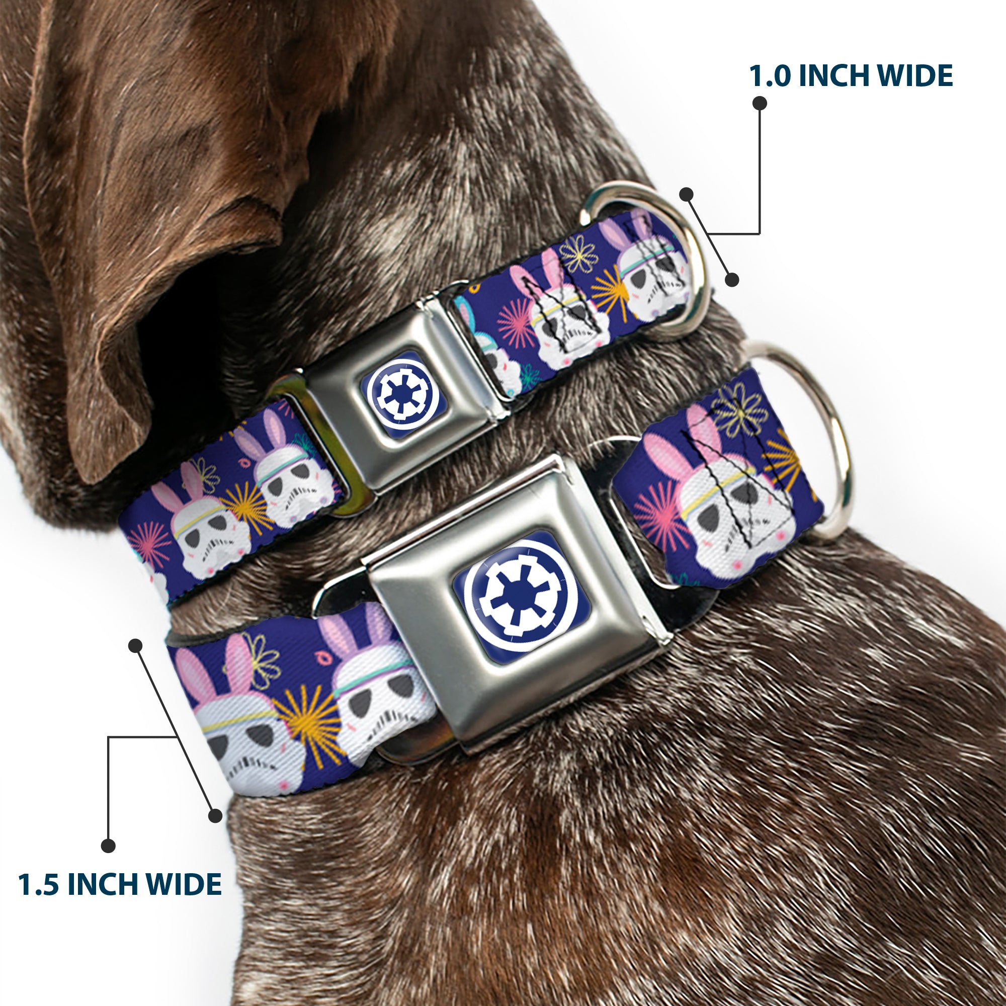 Star Wars Galactic Empire Icon Full Color Purple/White Seatbelt Buckle Collar - Star Wars Holiday Stormtrooper Easter Bunny Ears Purple Seatbelt Buckle Collars Star Wars