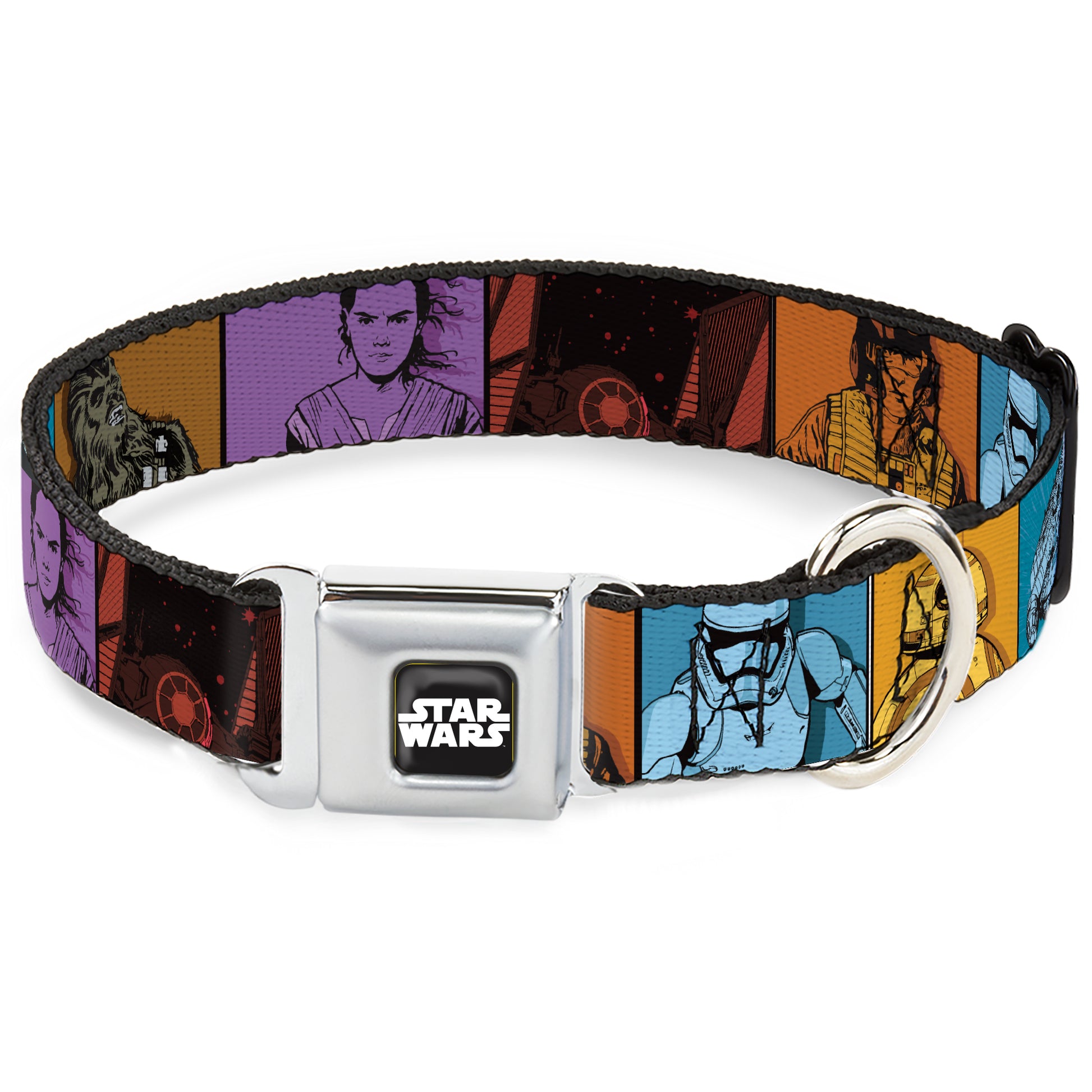 STAR WARS Logo Full Color Black/White Seatbelt Buckle Collar - Star Wars the Force Awakens Character and Icon Blocks Multi Color Seatbelt Buckle Collars Star Wars