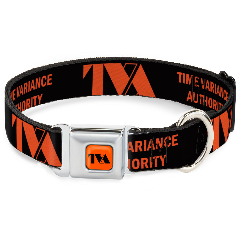 Loki Series TVA Time Variance Authority Logo Full Color Orange/Black Seatbelt Buckle Collar - Loki Series TVA TIME VARIANCE AUTHORITY Text Black/Orange Seatbelt Buckle Collars Marvel Comics