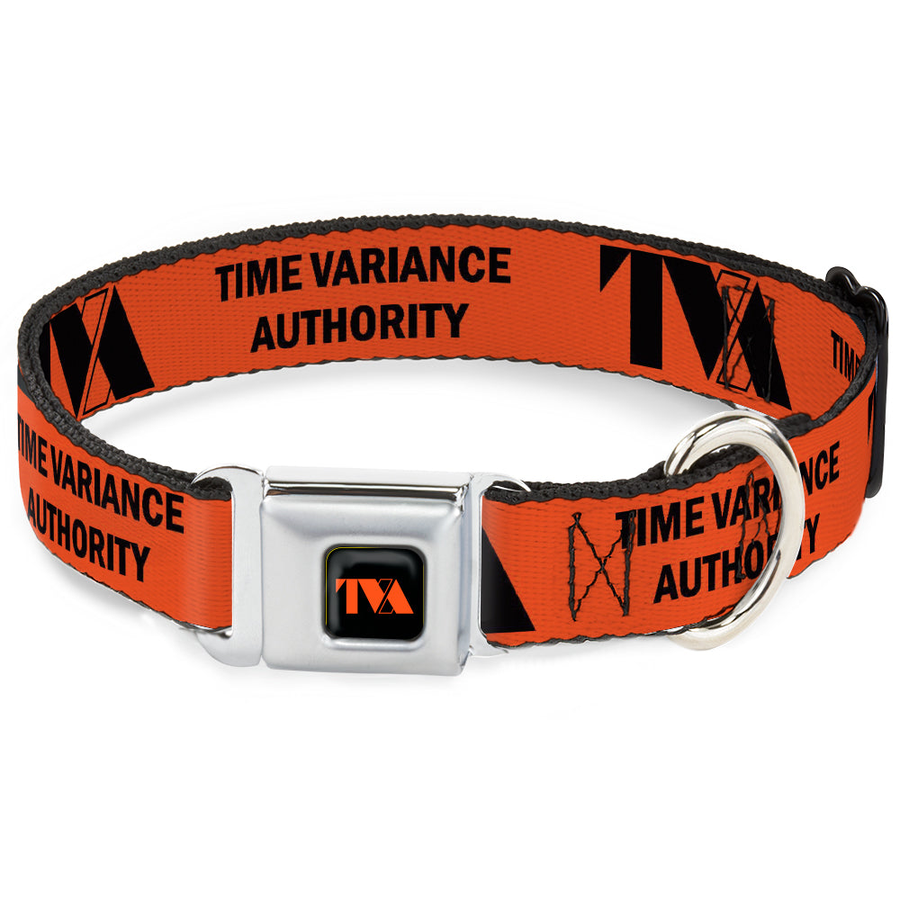Loki Series TVA Time Variance Authority Logo Full Color Orange/Black Seatbelt Buckle Collar - Loki Series TVA TIME VARIANCE AUTHORITY Text Orange/Black Seatbelt Buckle Collars Marvel Comics