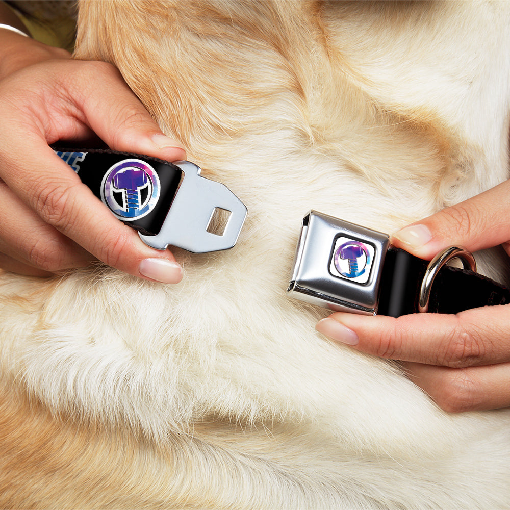 Thor Hamer Icon Full Color White/Blues Seatbelt Buckle Collar - Thor SON OF ODIN/Hamner Icon Black/White/Blues Seatbelt Buckle Collars Marvel Comics