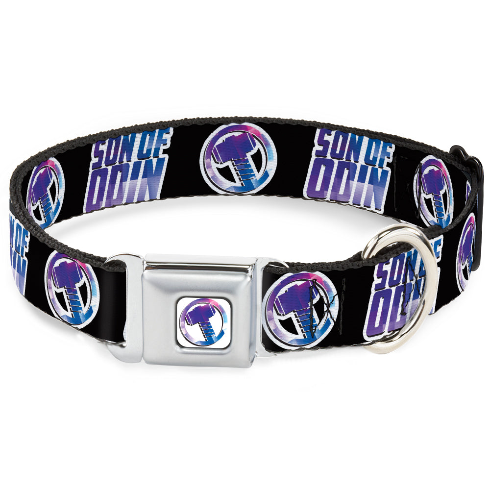 Thor Hamer Icon Full Color White/Blues Seatbelt Buckle Collar - Thor SON OF ODIN/Hamner Icon Black/White/Blues Seatbelt Buckle Collars Marvel Comics