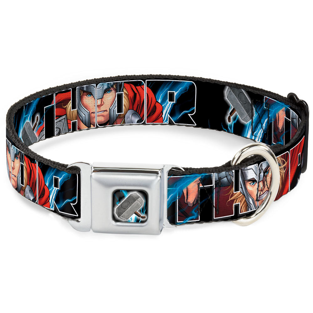 MARVEL AVENGERS Thor's Hammer Full Color Seatbelt Buckle Collar - THOR Poses/Hammer Seatbelt Buckle Collars Marvel Comics