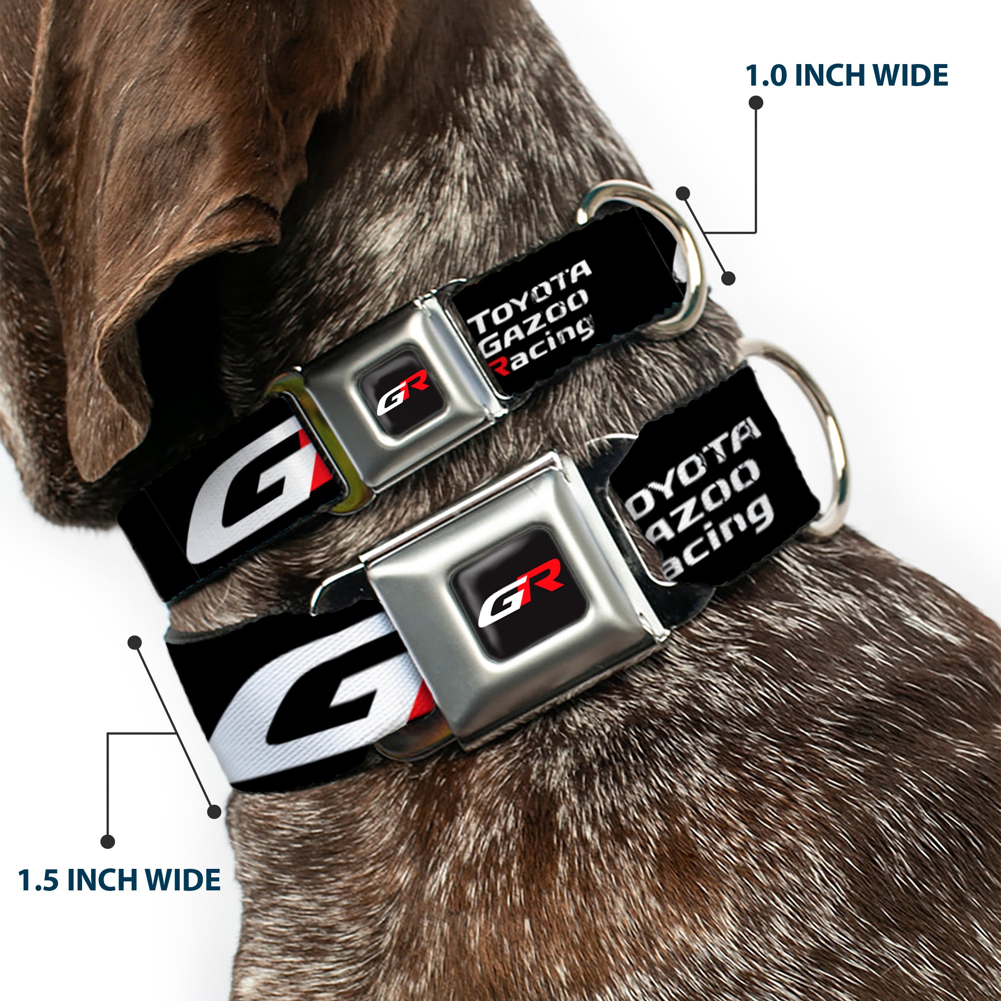 Toyota Gazoo Racing GR Logo Full Color Black/White Red Seatbelt Buckle Collar - TOYOTA GAZOO RACING GR Logo and Text Black/White/Red Seatbelt Buckle Collars Toyota