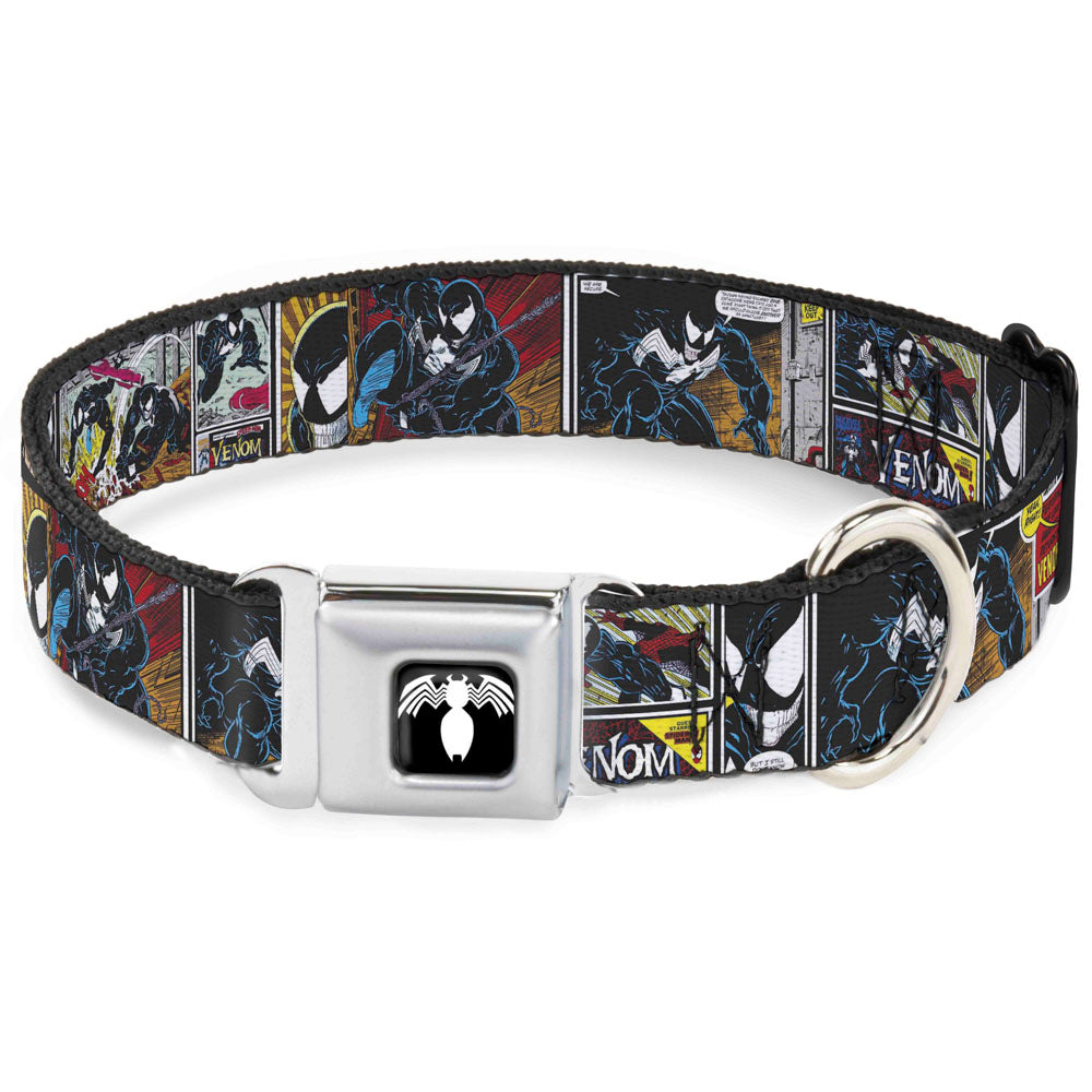 Venom Spider Logo Black/White Seatbelt Buckle Collar - Venom Comic Book Panels Seatbelt Buckle Collars Marvel Comics