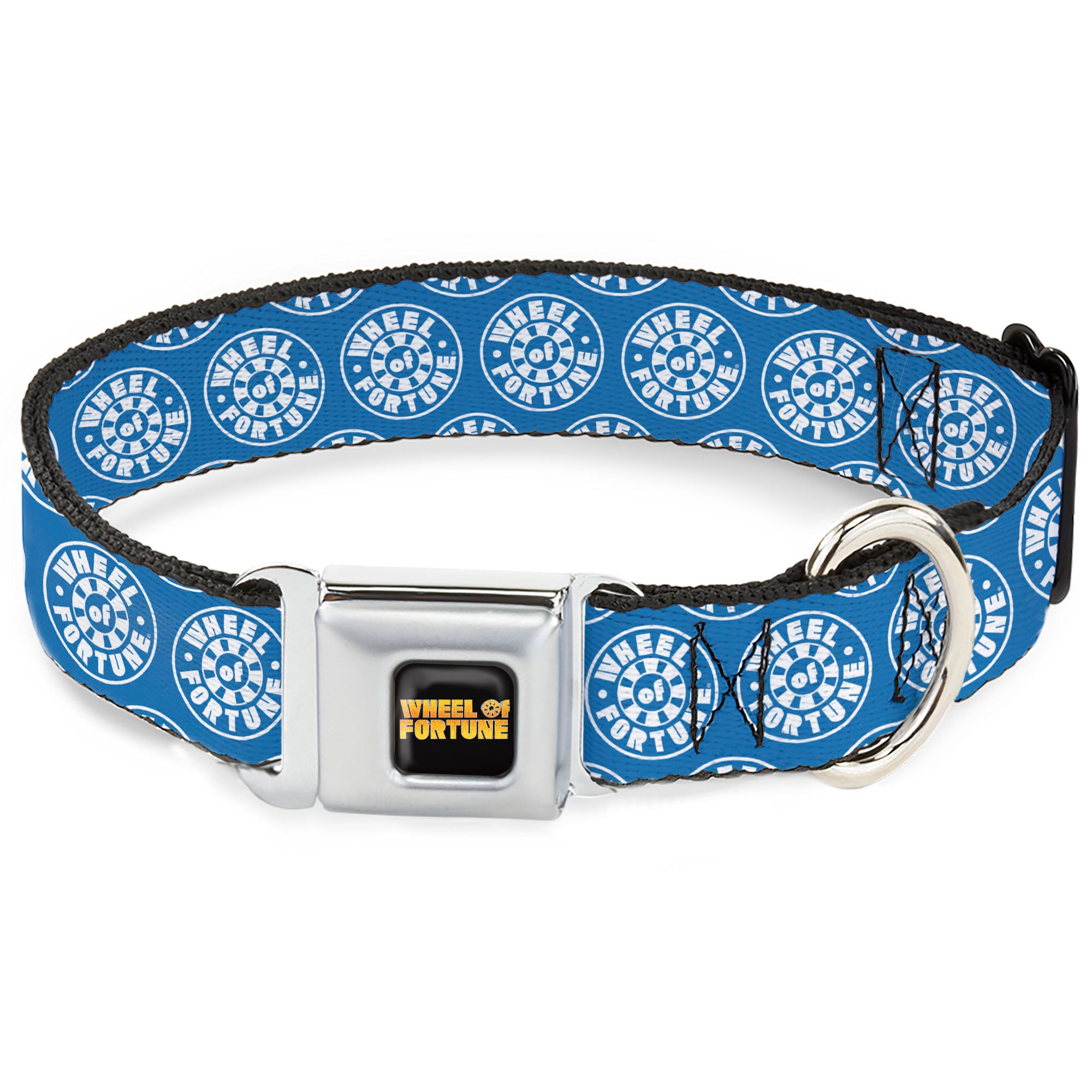 WHEEL OF FORTUNE Title Logo Full Color Black/Yellows Seatbelt Buckle Collar - WHEEL OF FORTUNE Logo Blue/White Seatbelt Buckle Collars Wheel of Fortune