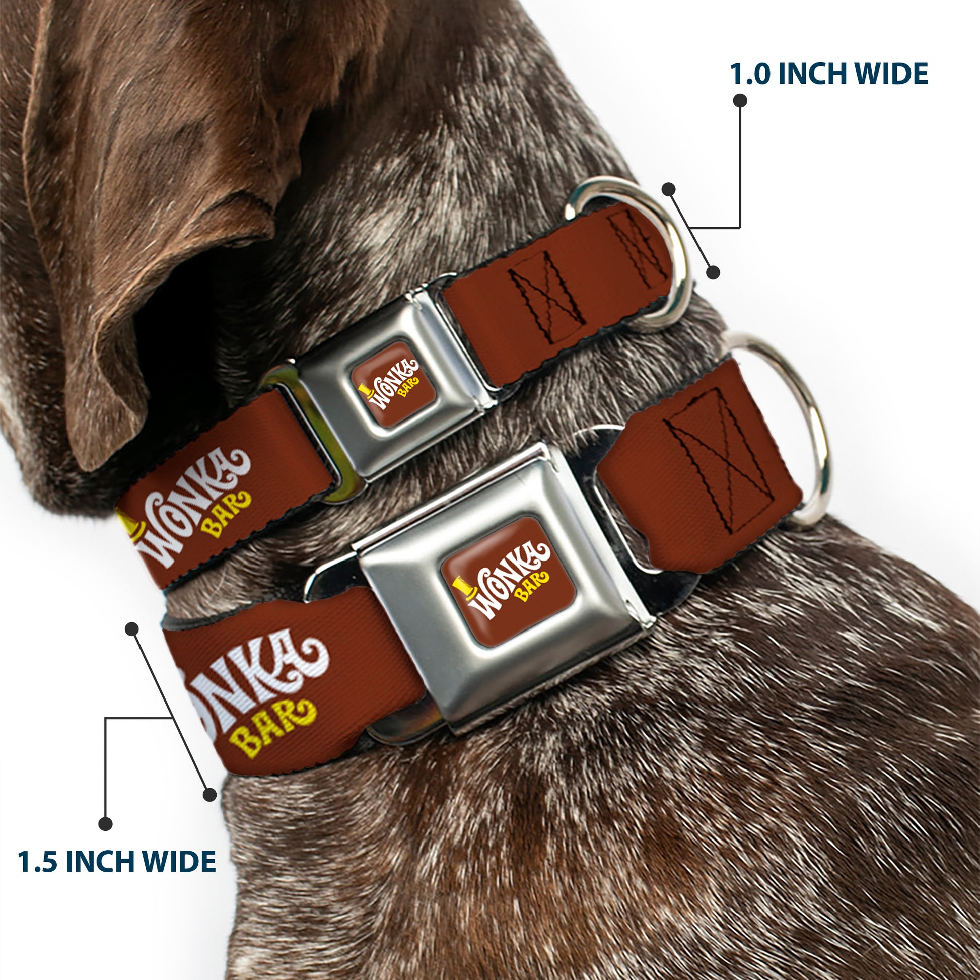 Willy Wonka and the Chocolate Factory WONKA BAR Logo Full Color Brown/Yellow/White Seatbelt Buckle Collar - Willy Wonka and the Chocolate Factory WONKA BAR Logo Brown/Yellow/White Seatbelt Buckle Collars Willy Wonka and the Chocolate Factory