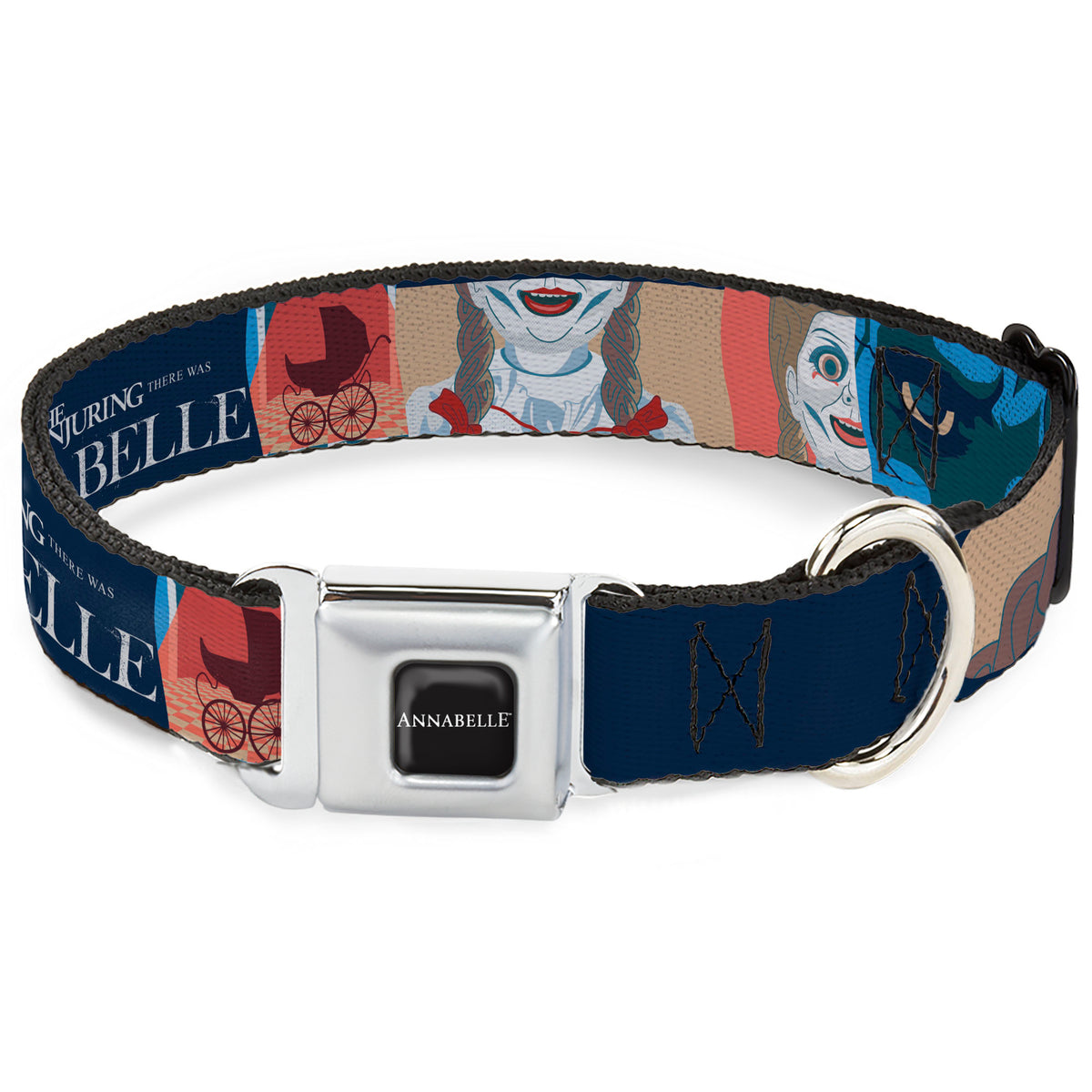 ANNABELLE Title Logo Full Color Black/White Seatbelt Buckle Collar - ANNABELLE Pop Art Scenes and Title Logo Multi Color